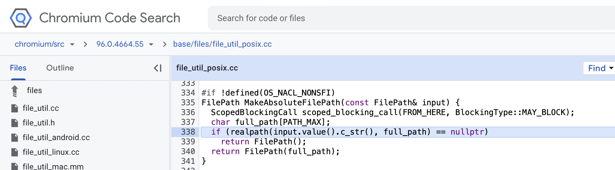 The base::MakeAbsoluteFilePath function