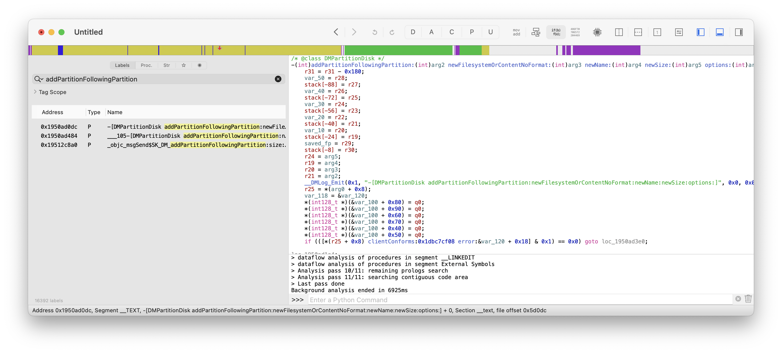 Using Hopper to disassemble a method of DiskManagement