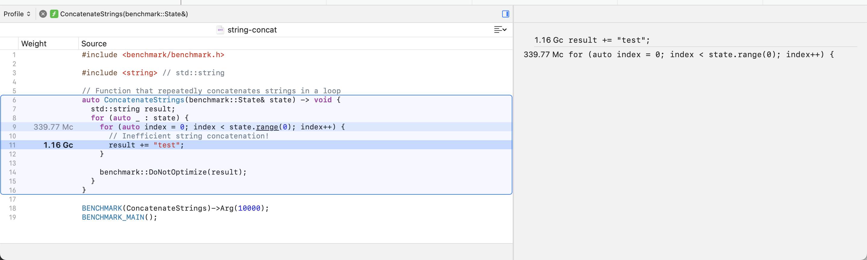 Exploring program source code with Instruments