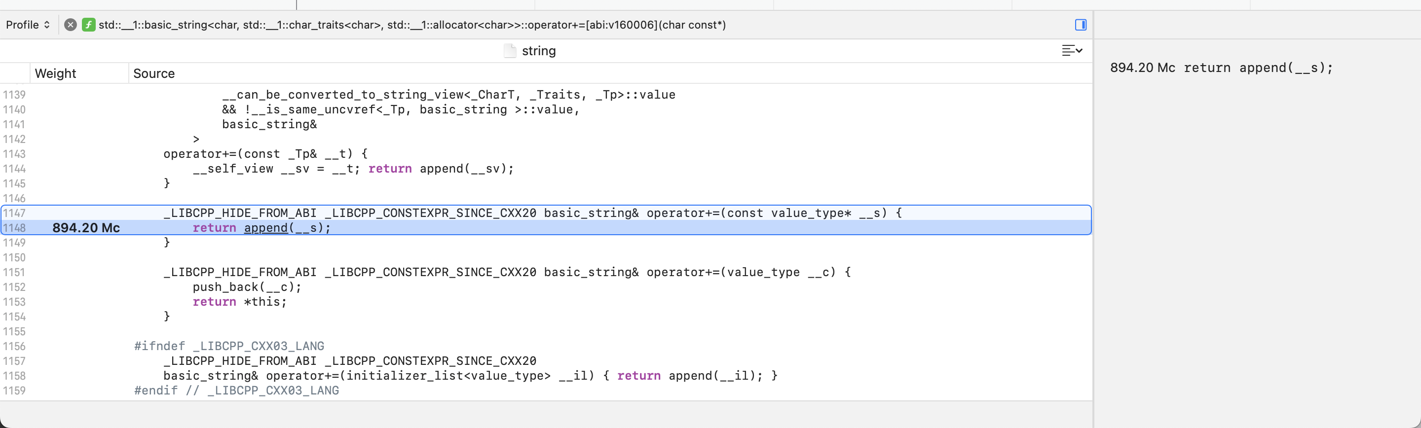 Exploring C++ standard library source code with Instruments