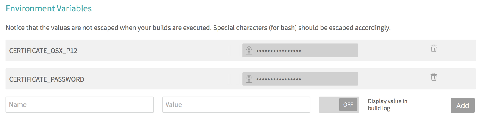 Travis CI secure environment variables