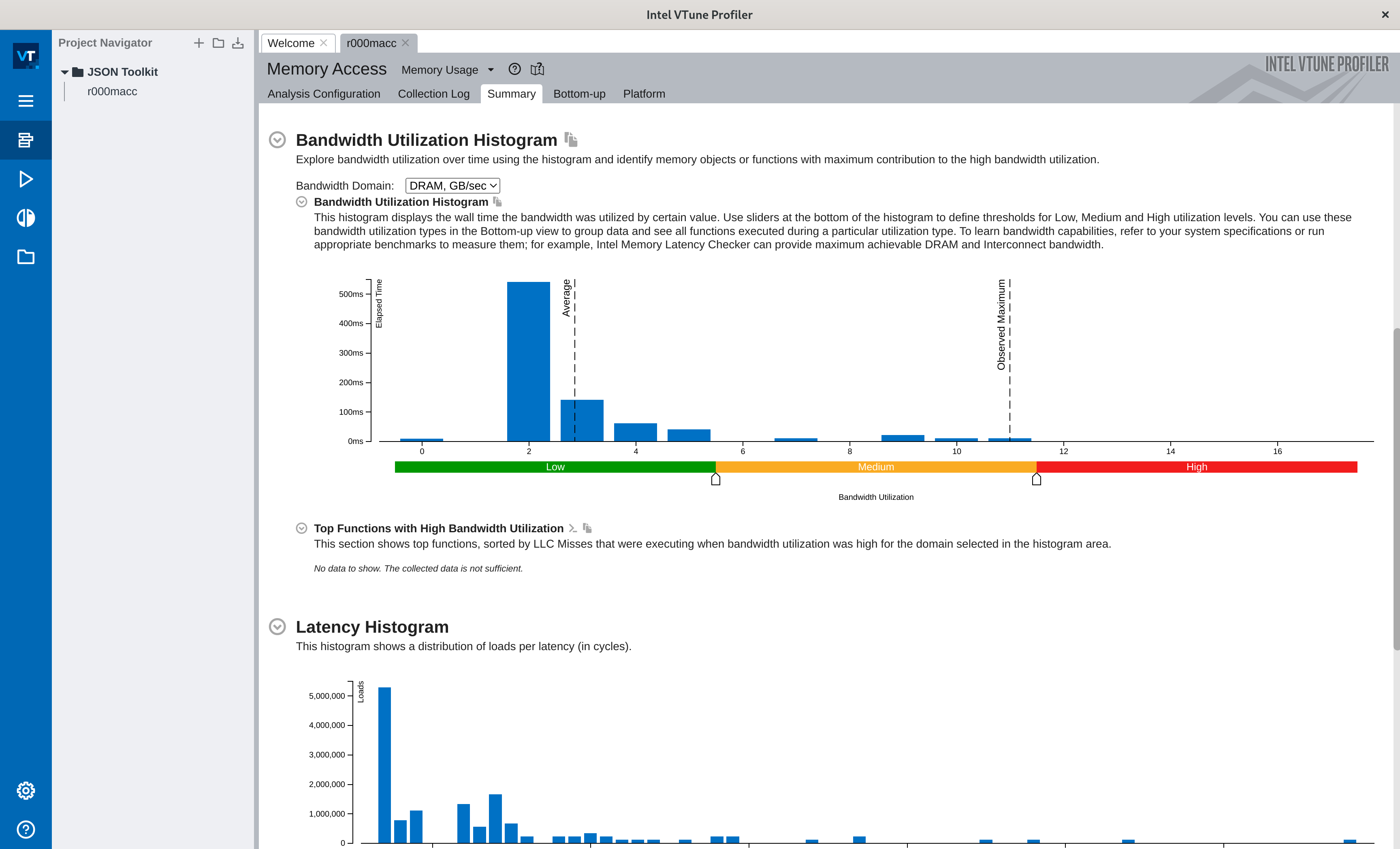 Exploring the Memory Access tool results