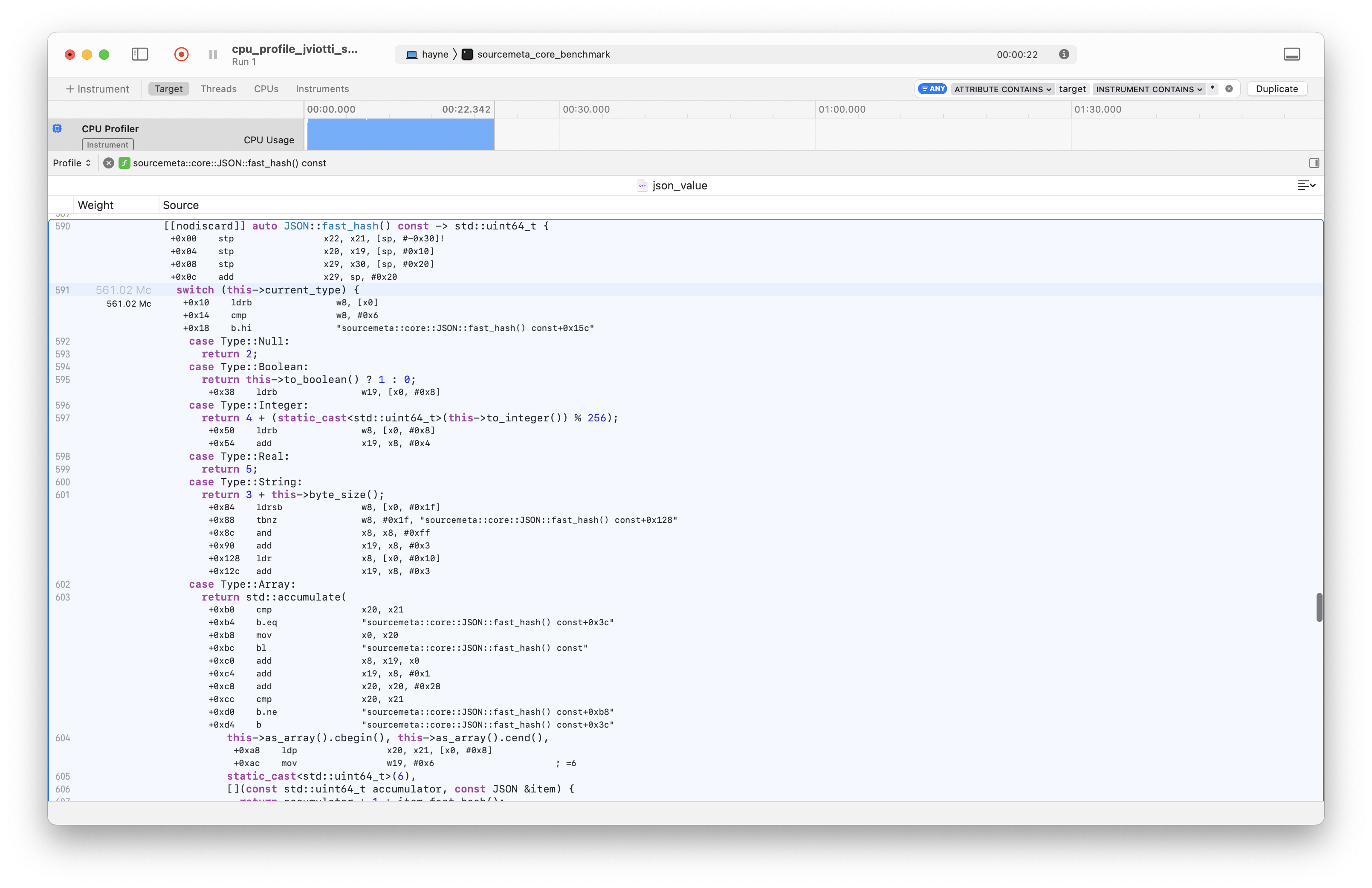 Inspecting generated assembly using the “Interleave” view mode